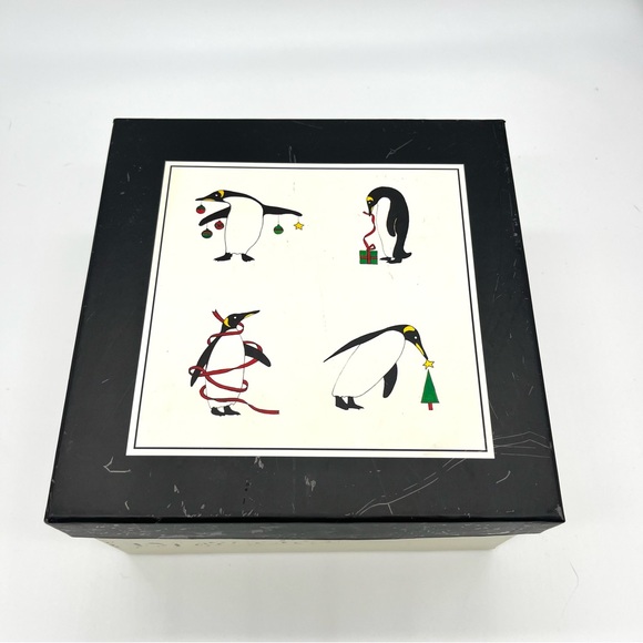 2007 BIA Cordon Bleu Embossed Christmas Holiday Penguin Mugs Set of 4 - Picture 9 of 9